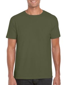 Gildan 64000 - T-Shirt Filé à l’Anneau Pour Homme Vert Militaire