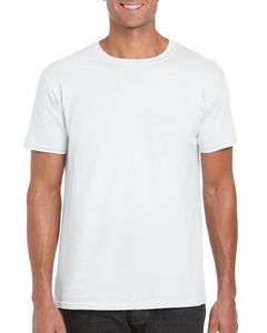 Gildan 64000 - T-Shirt Filé à l’Anneau Pour Homme Blanc
