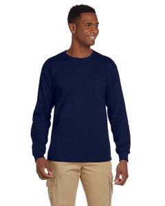 Gildan 2410 - Ultra Cotton™ Long Sleeve T-Shirt with a Pocket Marine
