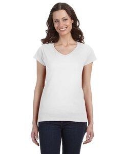 Gildan 64V00L - Ladies' Softstyle V-Neck T-Shirt Blanc