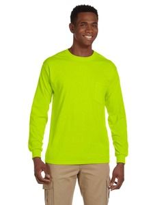Gildan G241 - Ultra Cotton® 6 oz. Long-Sleeve Pocket T-Shirt Vert Sécurité