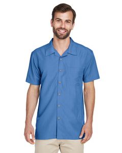 Harriton M560 - Men's Barbados Textured Camp Shirt Blue