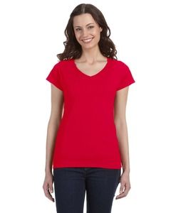 Gildan G64VL - Softstyle® Ladies 4.5 oz. Junior Fit V-Neck T-Shirt Rouge Cerise