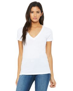 Bella+Canvas B6035 - Ladies Jersey Short-Sleeve Deep V-Neck T-Shirt Blanc