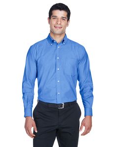 Harriton M600 - Men's Long-Sleeve Oxford with Stain-Release Bleu Francais