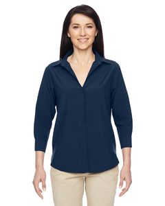 Harriton M610W - Ladies Paradise Three-Quarter Sleeve Performance Shirt Marine