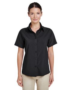 Harriton M610SW - Ladies Paradise Short-Sleeve Performance Shirt Noir