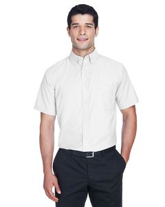 Harriton M600S - Men's Short-Sleeve Oxford with Stain-Release Blanc