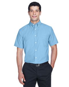 Harriton M600S - Men's Short-Sleeve Oxford with Stain-Release Bleu ciel