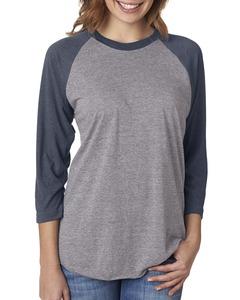 Next Level 6051 - Unisex Tri-Blend Three-Quarter Sleeve Raglan Tee Premium Heather/ Vintage Navy