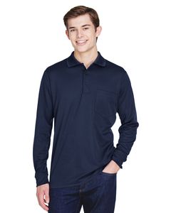 Ash CityCore 365 88192P - Adult Pinnacle Performance Piqué Long Sleeve Polo with Pocket Marine classique