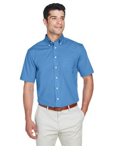 Devon & Jones D620S - Men's Crown Collection Solid Broadcloth Short Sleeve Shirt Bleu Francais