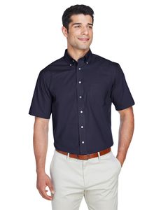 Devon & Jones D620S - Men's Crown Collection Solid Broadcloth Short Sleeve Shirt Marine