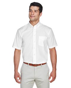 Devon & Jones D620S - Men's Crown Collection Solid Broadcloth Short Sleeve Shirt Blanc