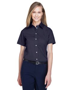 Devon & Jones D620SW - Ladies Crown Collection Solid Broadcloth Short Sleeve Shirt Marine