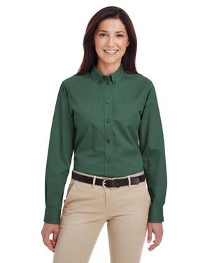 Harriton M581W - Ladies Foundation 100% Cotton Long Sleeve Twill Shirt with Teflon