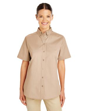 Harriton M582W - Ladies Foundation 100% Cotton Short Sleeve Twill Shirt Teflon