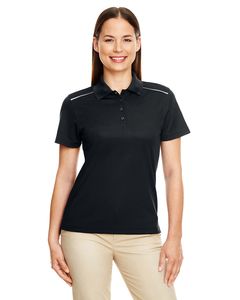 Core 365 78181R - Ladies Radiant Performance Piqué Polo with Reflective Piping Noir