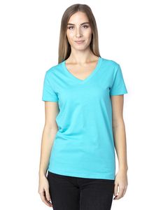 Threadfast 200RV - Ladies Ultimate Short-Sleeve V-Neck T-Shirt Bleu Pacific