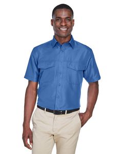 Harriton M580 - Men's Key West Short-Sleeve Performance Staff Shirt Blue