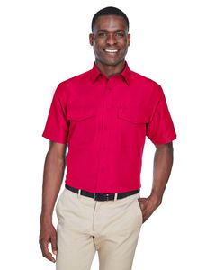 Harriton M580 - Men's Key West Short-Sleeve Performance Staff Shirt Rouge