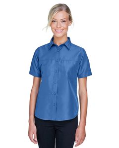 Harriton M580W - Ladies Key West Short-Sleeve Performance Staff Shirt Blue