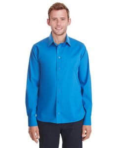 Devon & Jones DG561 - Men's Crown  Collection Stretch Broadcloth Untucked Shirt Bleu Francais