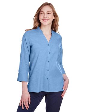 Devon & Jones DG562W - Ladies Crown Collection Stretch Pinpoint Chambray 3/4 Sleeve Blouse