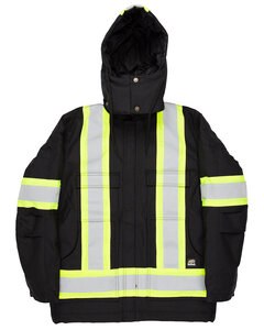 Berne HVNCH03 - Men's Safety Striped Arctic Insulated Chore Coat Noir